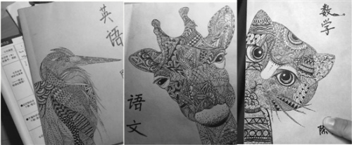 这三张动物头像的书皮出自杭州天长小学的一位妈妈之手，堪比插画。